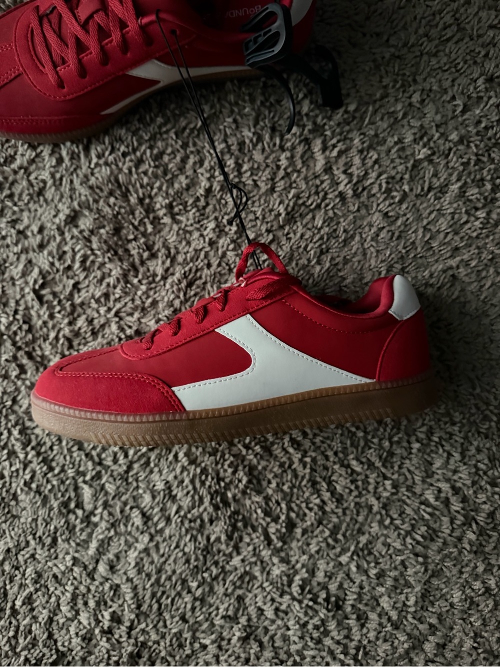 Women’s Casual Red Sneakers with White Accent